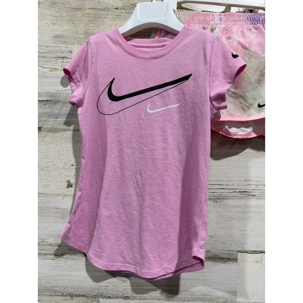 Nike Champion Shorts Shirt Set Girls 6 Pink Tie Dye Athletic Sporty